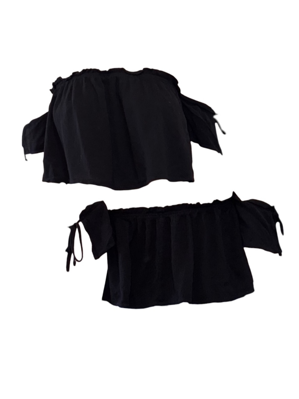 Black Off-Shoulder Crop Top